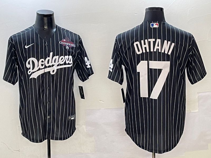 Men Los Angeles Dodgers #17 Ohtani Black Stripe Jointly Name 2025 Nike MLB Jersey style 5->los angeles dodgers->MLB Jersey